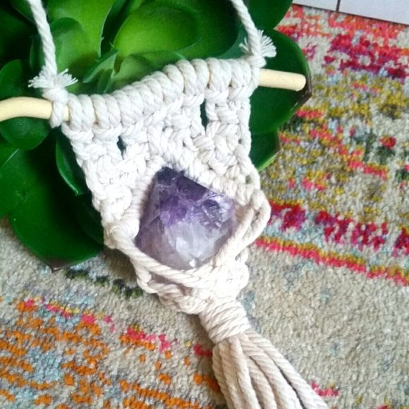 Hand Crafted Other - Macrame Mini wall hanging with Amethyst Crystal